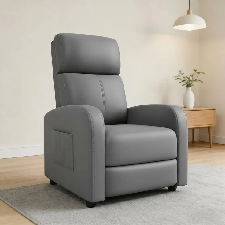 GarveeHome Relaxsessel Fernsehsessel Ruhesessel Liegesessel mit Liege-Funktion Polstersessel Leinen verstellbar Einzelliegesessel Wohnzimmer Schlafzimmer Heimkino (Grau) – Bild 1