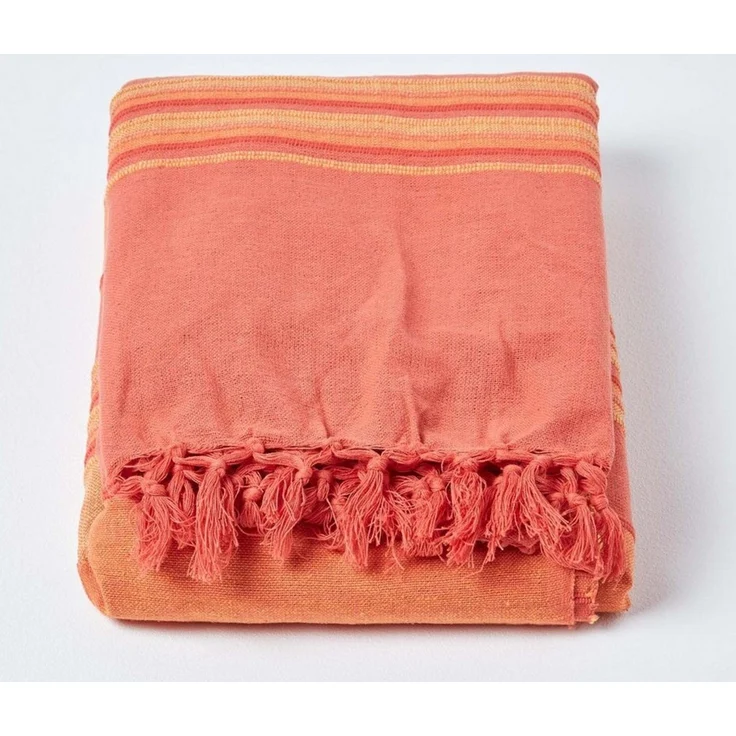 Plaid Tagesdecke Morocco, terracotta gestreift, 225 x 255 cm, Homescapes – Bild 2