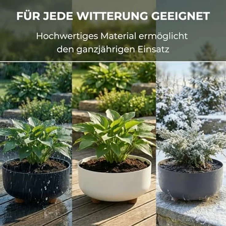 LAMELA Kunststoff Blumentopf rund mit Füßen, Ø 30 cm, 7,7 L - Schwarz – Bild 5