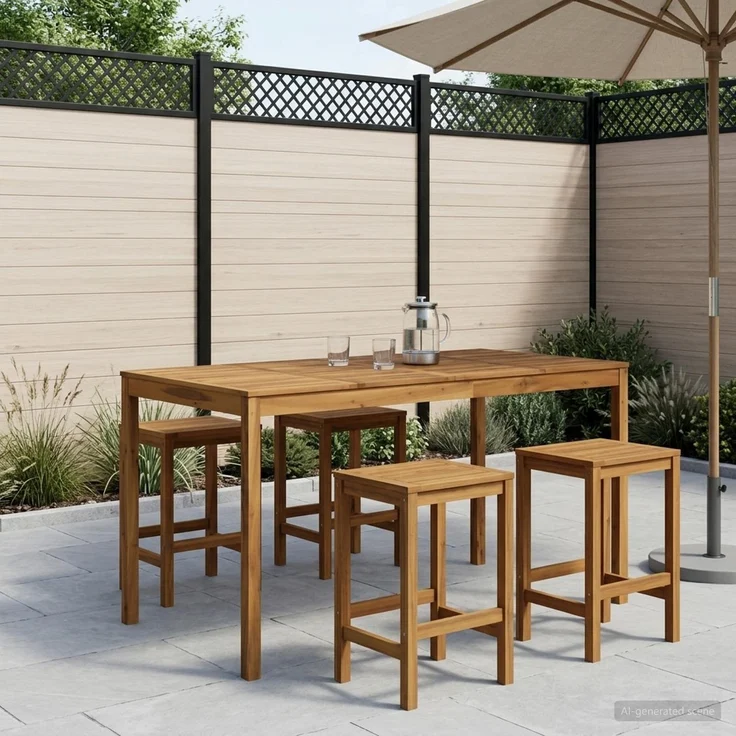 vidaXL Gartenbar-Tisch LAREN Weiß 196 x 100 x 105 cm Massivholz Akazie 3394425 – Bild 1