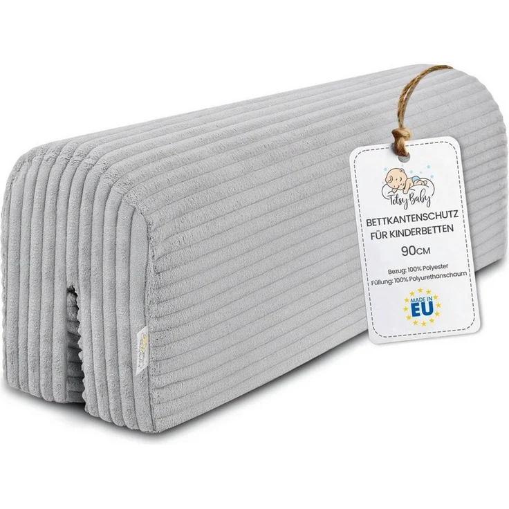 Bettkantenschutz für Kinderbetten 90 cm - Schutz für Bettrahmen Baby Bett rausfallschutz für boxspringbett bettgitter mit Bezug Kantenschutz Kinder Babybett Hellgrau – Bild 5