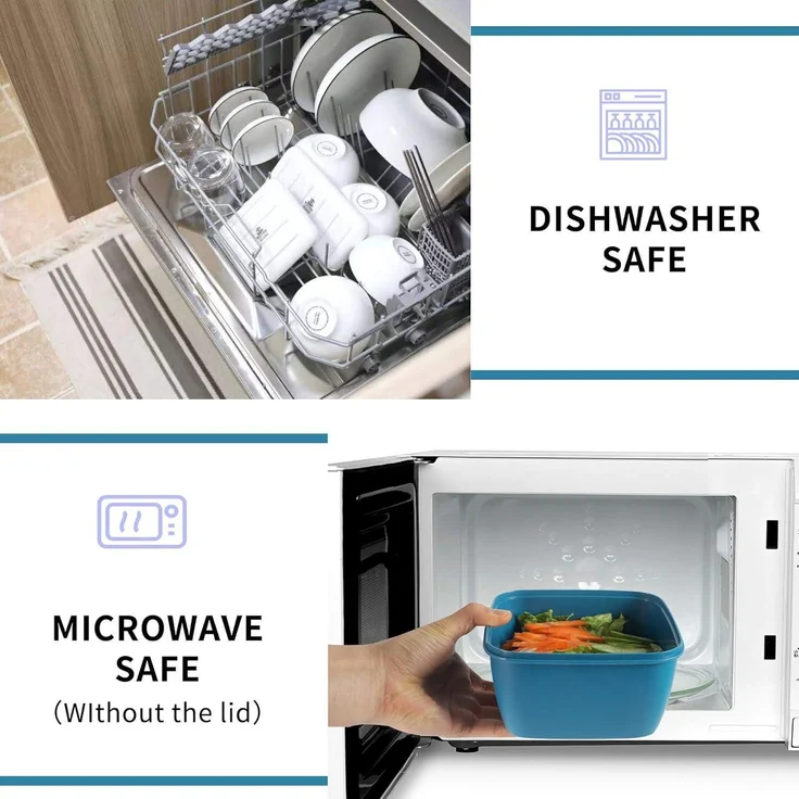 Salatbehälter 3 Fächer Salatschüssel 1500ml Dunkelblau 1500 ML Blau – Bild 7