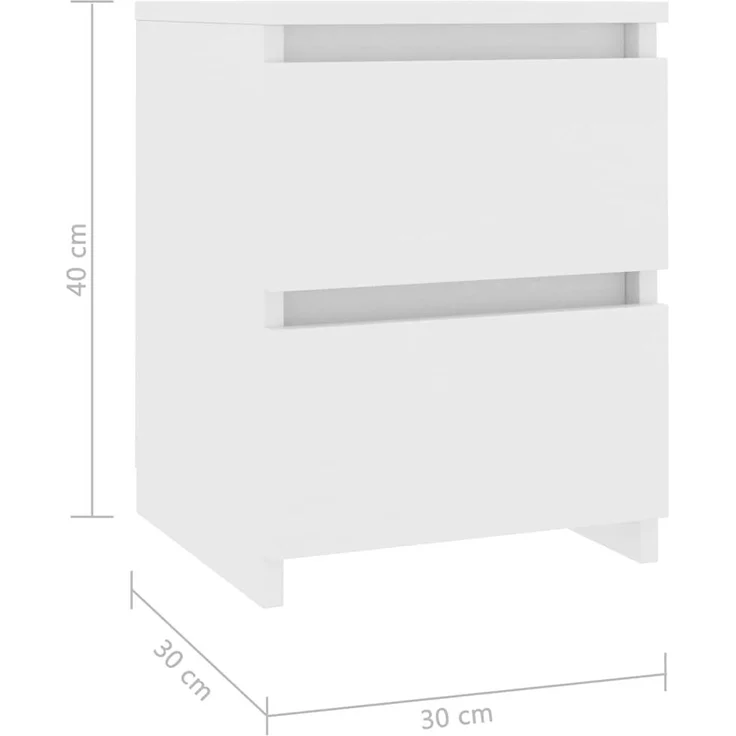 vidaXL Nachttische 2 Stk. Weiß 30x30x40 cm Holzwerkstoff 800514 – Bild 7