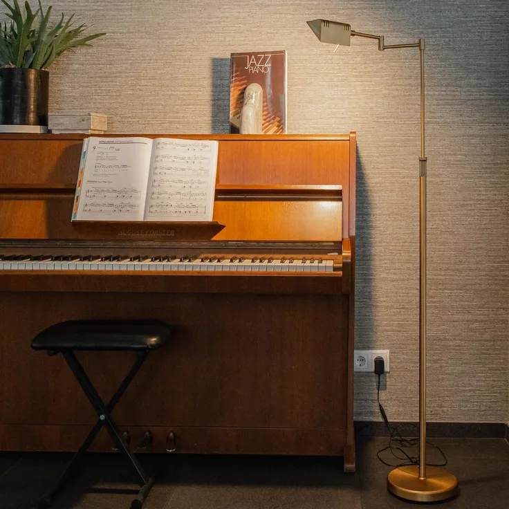 Qazqa Stehlampe Notia, LED fest integriert, (nicht austauschbare) LED, Bronze, Modern, Stahl, 1-flammig