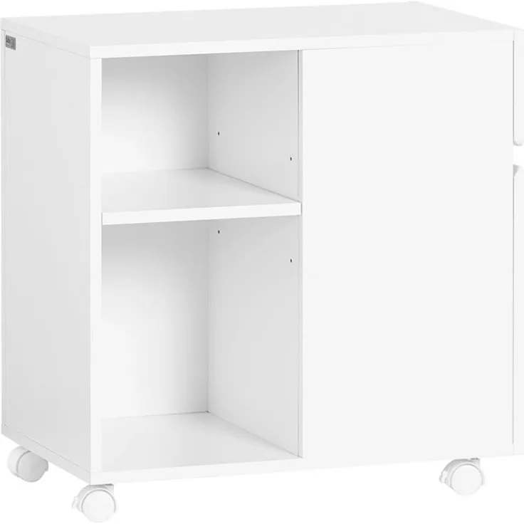 SoBuy ASK05-W Schubladenschrank Büro, MDF, Lackiert, Weiß, 45 x 59 x 45 cm