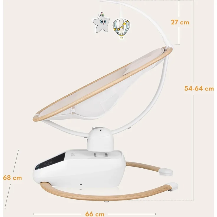 Lionelo OLIVIA Elektrische Babywippe bis zu 9 kg Neigungsverstellung, natürliches Schaukeln, 4 Geschwindigkeiten, ergonomischer Sitz, 13 Melodien, 2 Spielzeuge, Fernbedienung – Bild 9