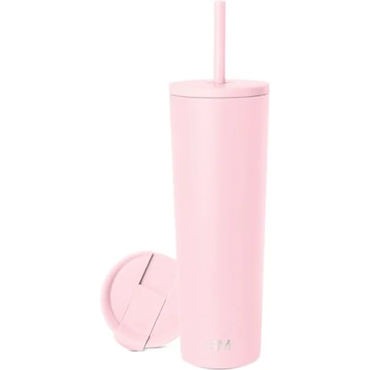 Simple Modern Thermobecher mit Strohhalm und Deckel | Trinkbecher mit Henkel Wiederverwendbare Edelstahl | Geschenke für Frauen und Männer | Classic | 830ml | Blush – Bild 2