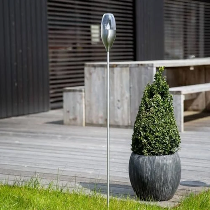 Lindby Außen-Stehlampe Jari, LED, Edelstahl Alu warmweiß IP44, LED, warmweiß – Bild 3