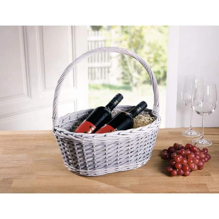 Präsentkorb Natur Aufbewahrungskorb Schale Korb Flechtkorb Geschenkkorb grau – Bild 1