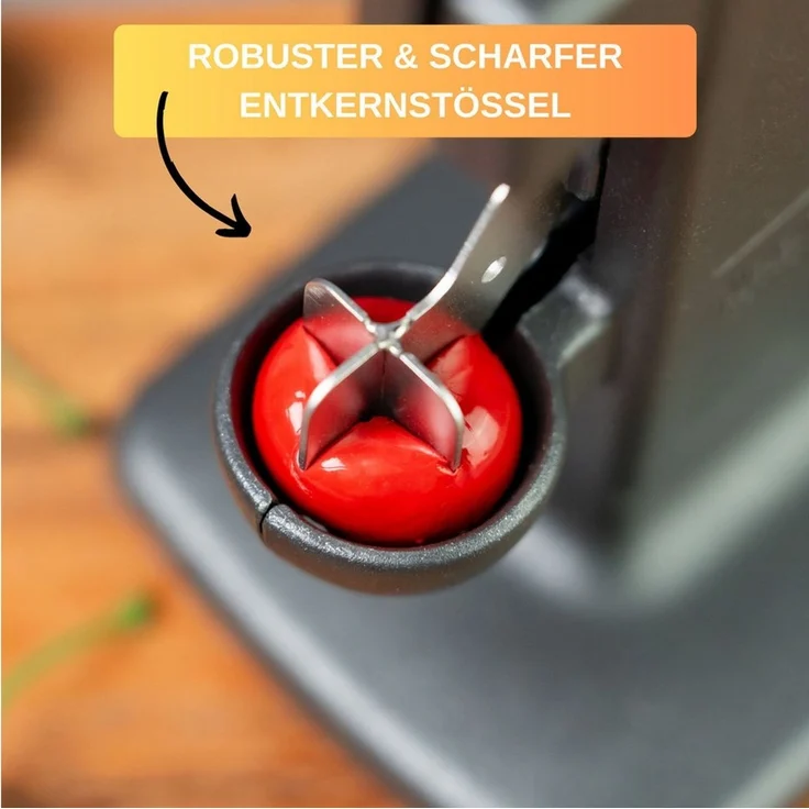 Thiru Entkerner für Kirschen mit hoher Entkernleistung, bis zu 15 kg/h, Kirsch-und Pflaumenentsteiner, Made in Germany, entsteint (auch tiefgefrorene) Kirschen und Pflaumen – Bild 2