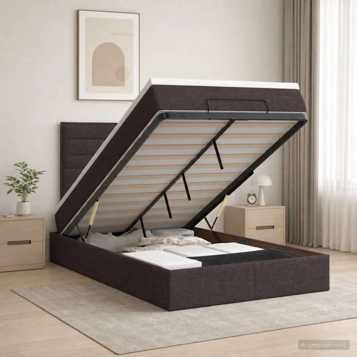 vidaXL Ottoman Bett mit Matratze Dunkelbraun 120 x 200 cm Stoff 3457400 – Bild 1