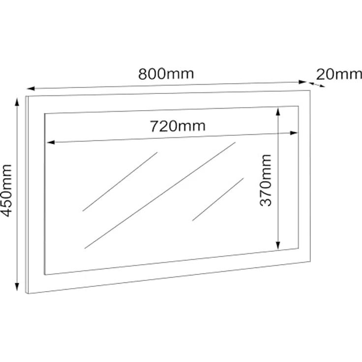 MID.YOU Wandspiegel Salia, rechteckig, weiß und Honigeiche, 80x45x2 cm, waagrecht montierbar, Glas und Holzwerkstoff – Bild 3