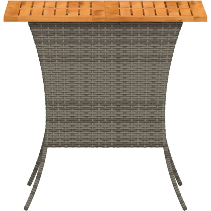 Gartentisch, Balkontisch mit Akazienholzplatte Grau 105 x 75 x 72 cm Poly Rattan – Bild 6