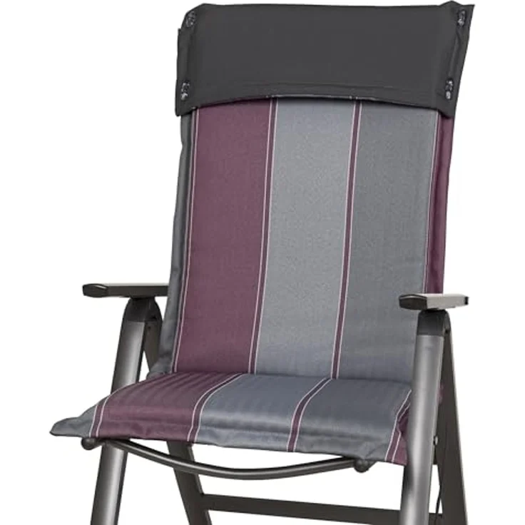 Sun Garden Hochlehnerauflage Hochlehner Georgia 90821-320 aubergine-grau gestreift 119x53x8 cm, (1 St), Halteband verstellbar mit Bindebändern – Bild 2