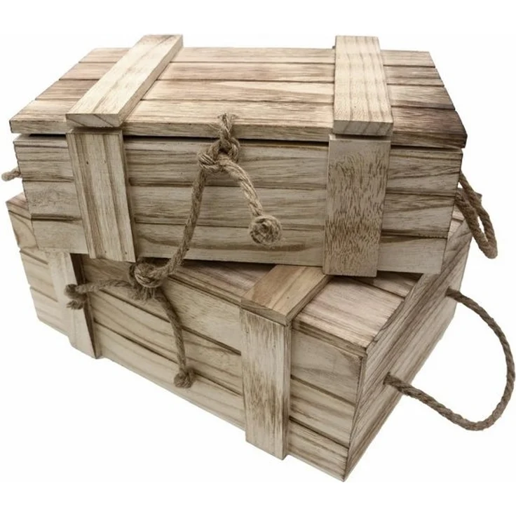 UNUS HOME Dekokiste Holz-Kisten mit Deckel 2er Set (2 St, 2er Set Groß: 36x14,5x24cm, Klein: 30x10x18,5cm (BxHxT) – Bild 4