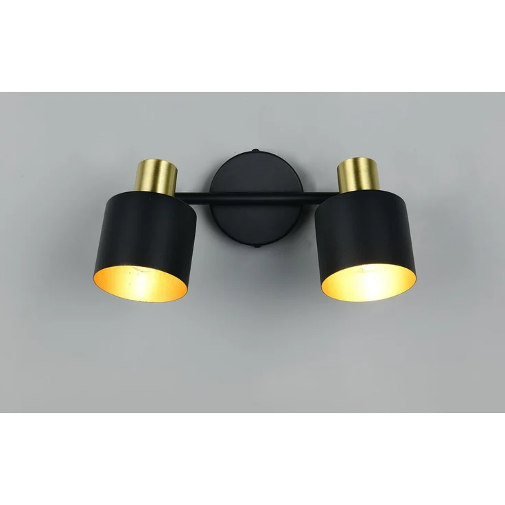 Retro Deckenstrahler EVA 2-flammig aus Metall Schwarz Gold, Breite 36,5cm – Bild 6