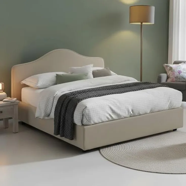 Talamo Italia - Isotta-Doppelbett, Bettkasten mit Stoffbezug, 100 % Made in Italy, Öffnung vorne, geeignet für Matratze 160 x 200 cm, taubengrau