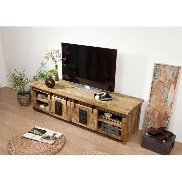 TV-Board Mango 180x55x50 natur lackiert RAILWAY #135 – Bild 5