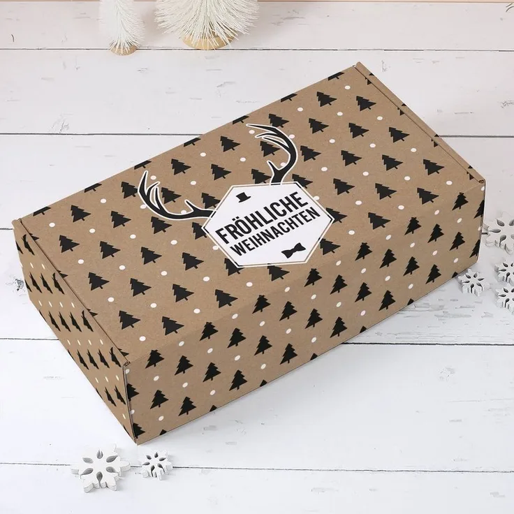 Herz & Heim Geschenkbox für Weihnachtsgeschenke - Geschenkverpackung zu Weihnachten, aus stabilem Karton