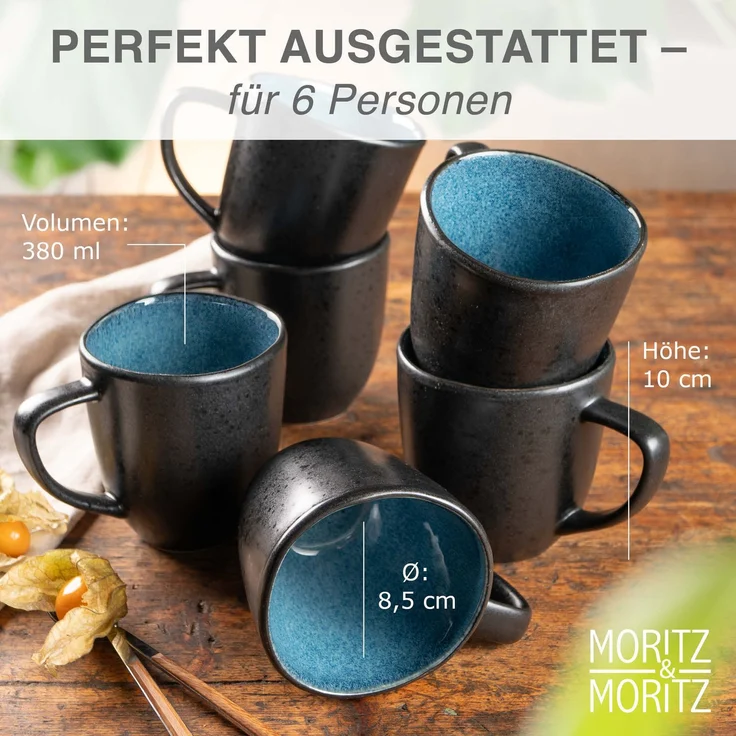 Moritz & Moritz ORGANIC 6 tlg. reaktiv blau Tassen Set – Bild 2