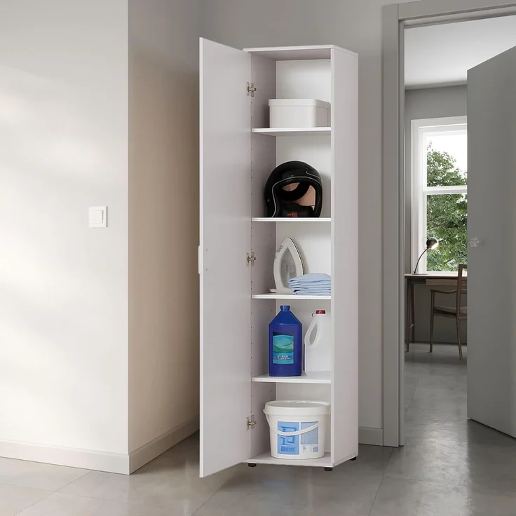 Home Collective Mehrzweckschrank Schmaler Schrank 40 cm breit mit 1 Tür & 4 Einlegeböden (Universalschrank Haushaltsschrank für Haushalt, Flur, Büro oder Schlafzimmer) 40x35x184 cm (BxTxH), Kaschmir – Bild 7