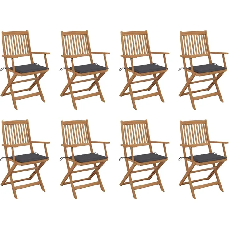vidaXL Klappstühle mit Kissen, 8-teilig, aus massivem Akazienholz 3075085