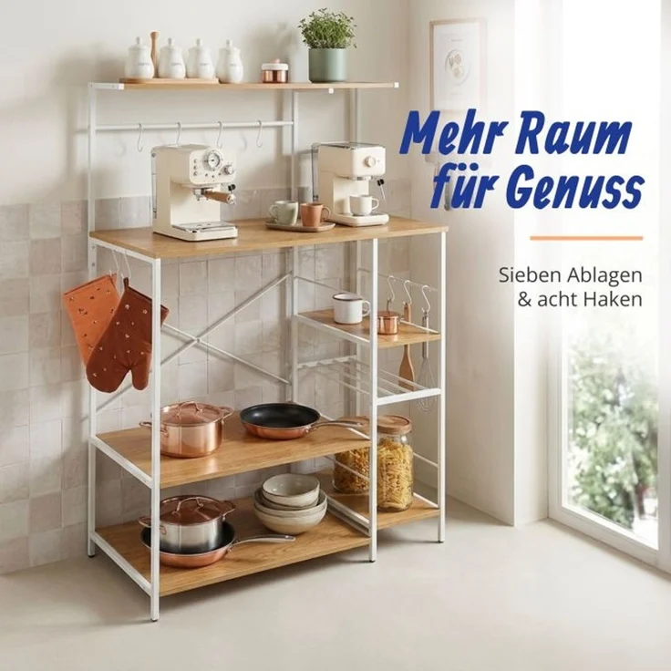 Relaxdays Küchenregal mit 7 Ablagen & 8 Haken – Bild 2