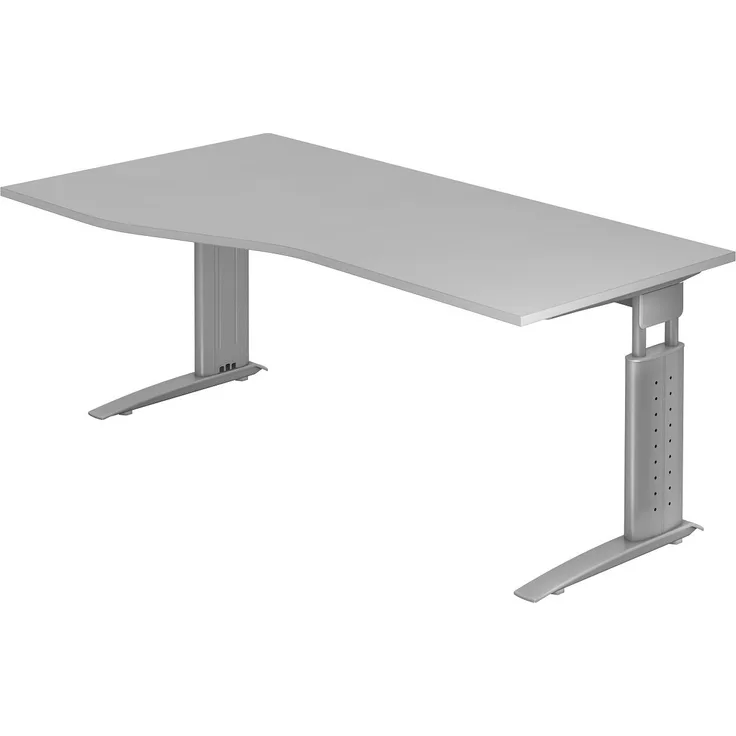 Schreibtisch US18 C-Fuß 180x100 / 80cm Grau Gestellfarbe: Silber