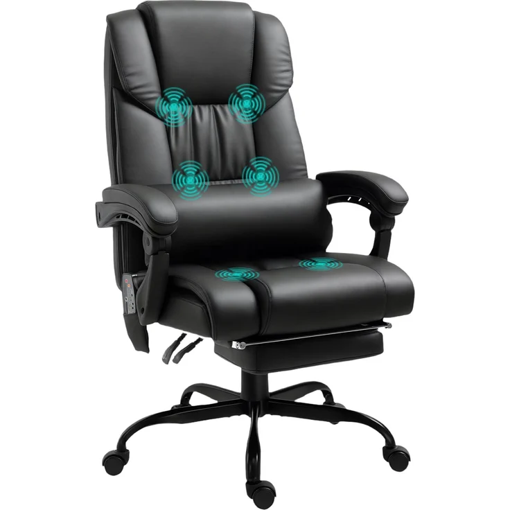 MELAYR, Bürostuhl mit 6-Punkt-Massage, hoher Rückenlehne, 66 x 75 x 122 cm, Schwarz – Bild 1