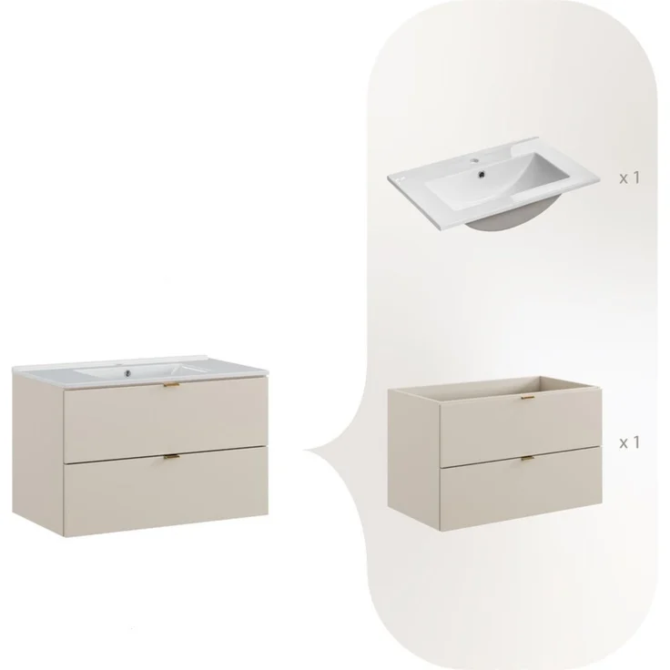 99rooms Dalina Unterschrank Kaschmir 80 cm mit Waschbecken – Bild 3