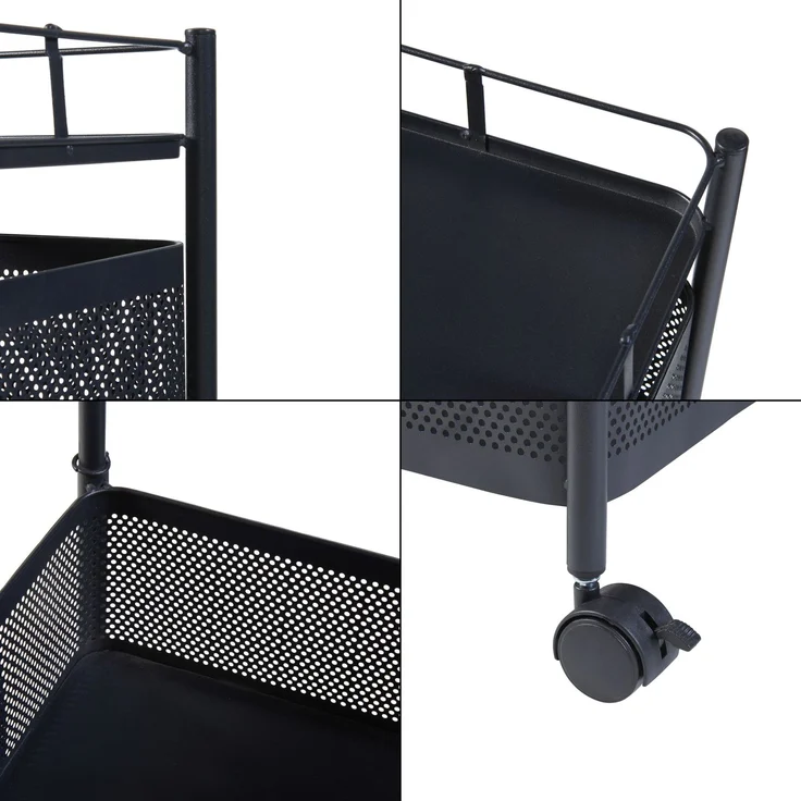 Rollwagen Sunndal mit 4 Ebenen 79,5x27x27cm Schwarz [en. casa] – Bild 6