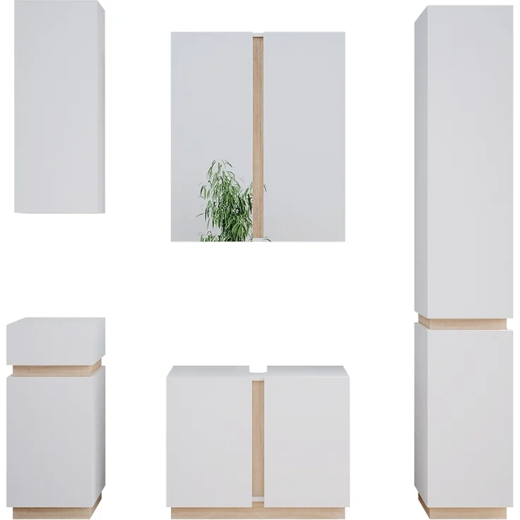 Badmöbel-Set Gloria Weiß 5 Teile Vicco – Bild 1