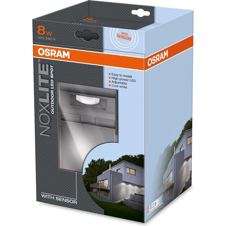 Osram LED Spot, Noxlite, aussenenlampe, aussenenstrahler 60° schwenkbar und 70° kippbar, Bewegungsmelder, Daemmerungssensor, anthrazit, kaltweiss- 6000K – Bild 2