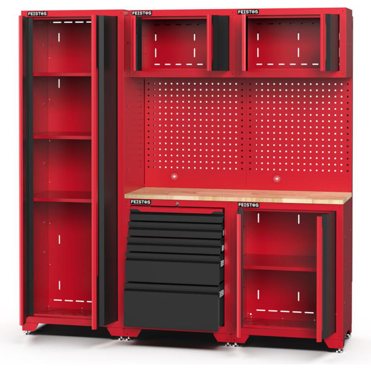 Feistos Werkstatteinrichtung "Juno 22", schwarz/rot, 198 x 46 x 198 cm (B x T x H),1 Hochschrank – Bild 2