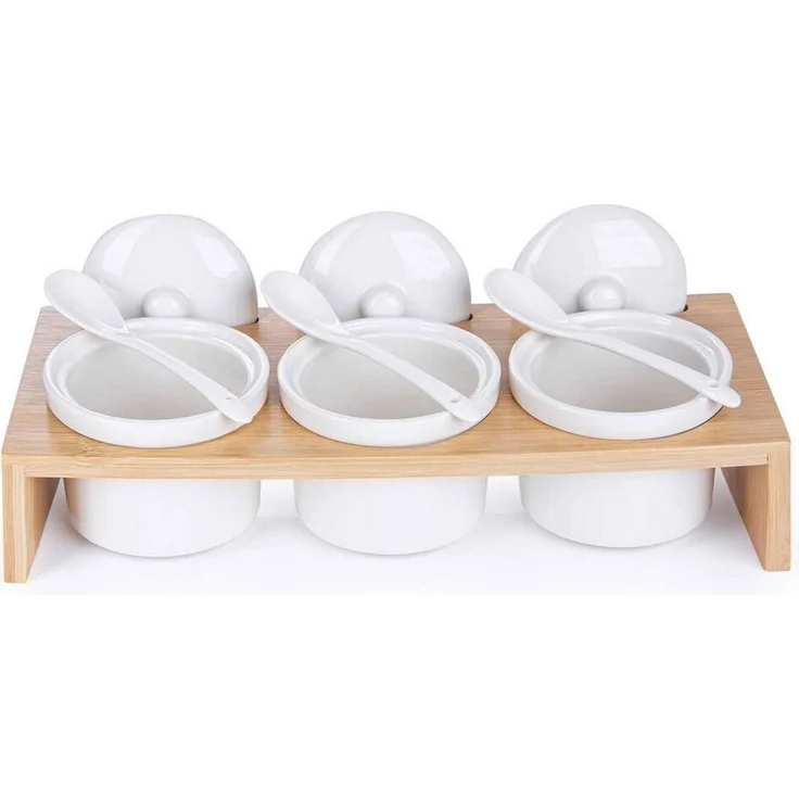 Dimono Gewürzbehälter DIMONO Snacks & Gewürze Servierschalen satz – mit Löffeln & Deckeln, Porzellan, (Schalen mit Löffeln & Deckeln), für Snacks, Öle, Salz, Gewürze, Chili & Dressing – Bild 2
