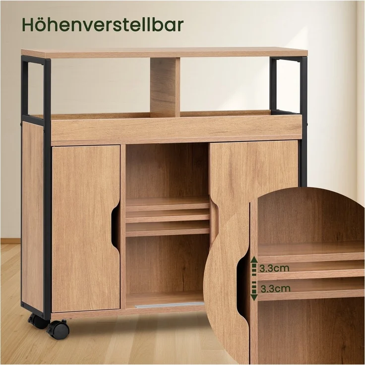 EUGAD Badkommode (1 St), Badezimmerschrank mit 2 offenen Fächern, Verstellbarer Ablage – Bild 3