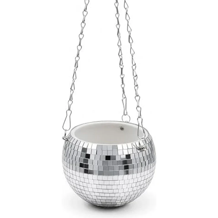 Spetebo Blumentopf Hänge Pflanztopf im Discokugel Design 15 cm mit Metallkette (Anzahl, 1 St, Stück), leicht, robust und einfach zu reinigen – Bild 3