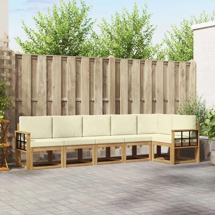 vidaXL Outdoor-Sofagarnitur 6 stk. Weiß und Creme Polyester 3387709 – Bild 1