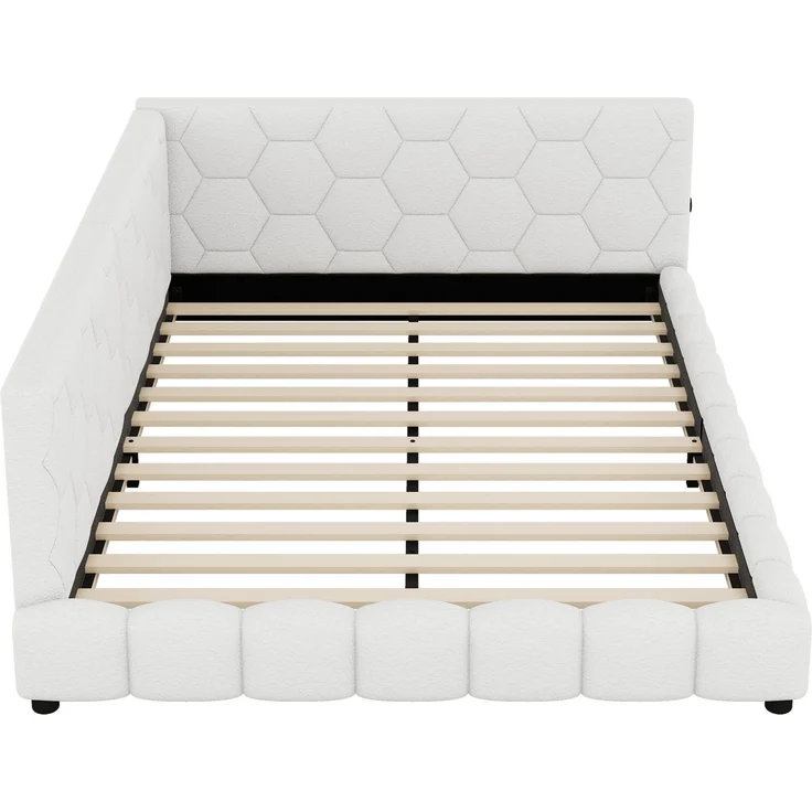 CHICFURN Daybett aus Vliesimitat, Weiß, 140x200 cm, mit LED-Umgebungslicht, USB- und Type-C-Anschluss – Bild 8