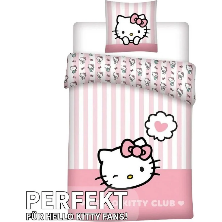 Hello Kitty Bettbezug Set Baumwolle 135x200 cm + Kissen 80x80 cm – Bild 2