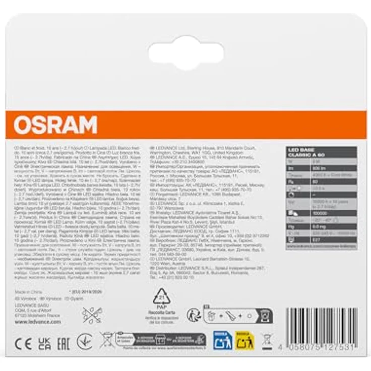 OSRAM LED-Lampe E27 Classic A 8W 4.000K matt, 3er Pack – Bild 3