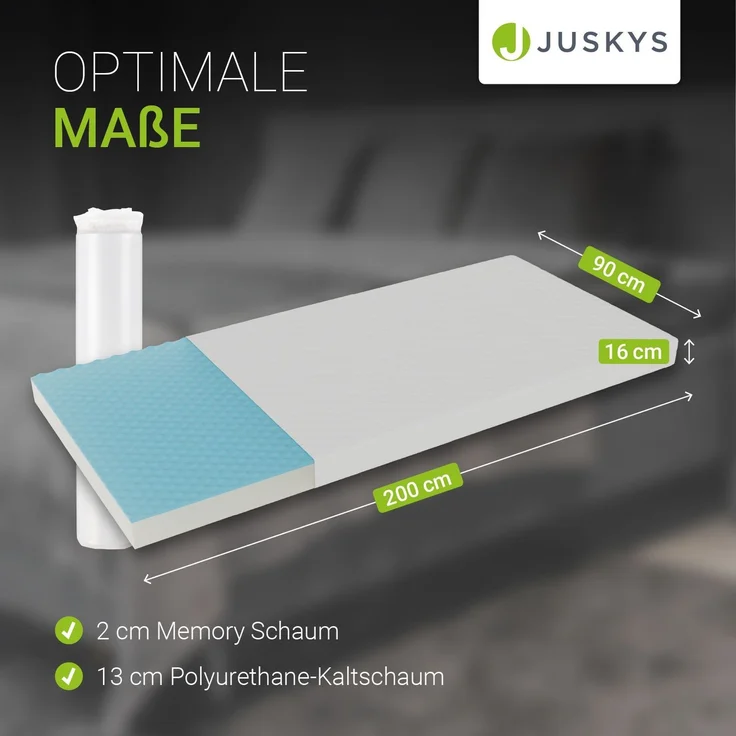 Juskys Kaltschaummatratze 90 x 200 cm – Matratze mit Härtegrad H3 - 16 cm Höhe - Kaltschaum – Schaumstoffmatratze - Schaummatratze - Bettmatratze – Bild 4