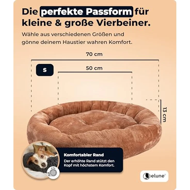 Belune Tierbett Deluxe - kuschelweiches Donutkissen - Made in Germany, vegane Materialien, verschiedene Größen und Farben, extra gemütlich, Made in Germany – Bild 6