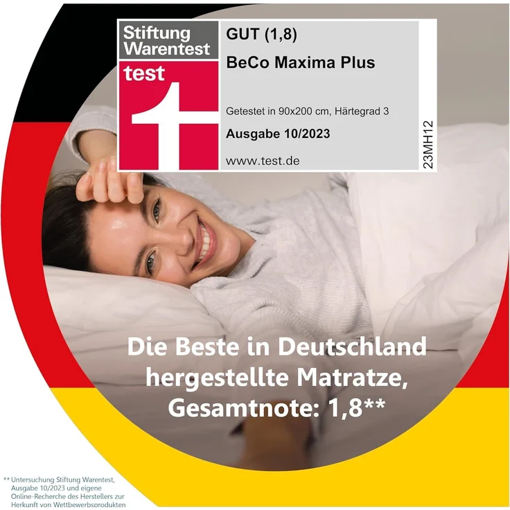 Beco 'Maxima Plus' Taschenfederkernmatratze mit waschbarem Bezug, H2, 22 x 140 x 200 cm – Bild 1