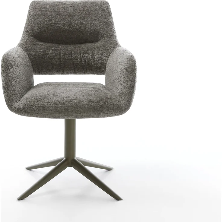 Drehstuhl Yago-Flex mit Armlehnen Bouclé Soft Schlamm Fußkreuz Effektfinish Titan 360° drehbar Wippfunktion Taschenfederkern – Bild 2
