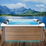 BRAST Whirlpool MSpa Oslo, Sapphire & Amber mit Fester Außenwand, (160 x 160 x 65 cm, 3 Modelle, LED-Beleuchtung, 6 Personen), Ganzjähriger Einsatz Winterfest