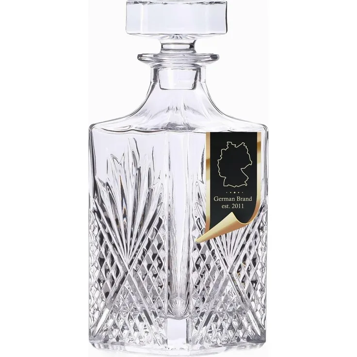 Intirilife Karaffe, (Edle Whiskey Karaffe - Füllmenge 800 ml, 1-tlg, Edle Whiskey Karaffe - Füllmenge 800 ml), Decanter für Rum, Vodka, Scotch und vieles mehr