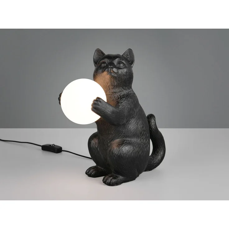 Besondere LED Tischleuchte Katzenlampe Schwarz, Höhe 30cm – Bild 3