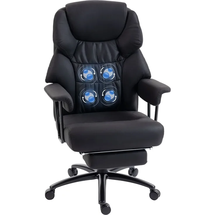 MELAYR, 3D Knet-Massage-Bürostuhl mit Fußstütze, 77 x 72 x 122.5 cm, Schwarz