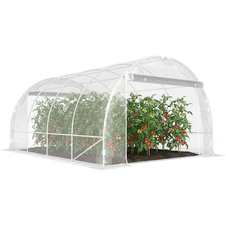 Outsunny Foliengewächshaus, Stahl, PE, Transparent, 297L x 395B x 199H cm